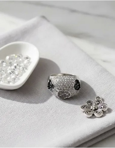 Anillo Plateado Corazones De Strass...