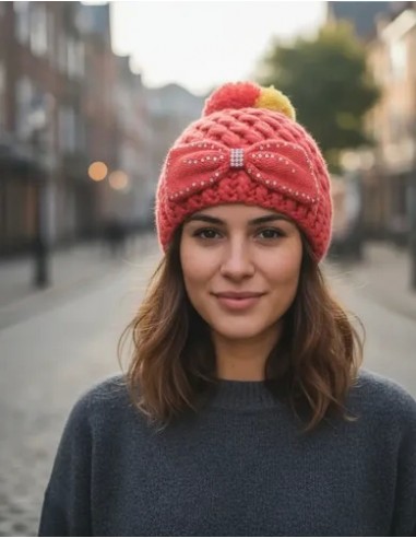 Gorro Tejido Con Moño Importados...