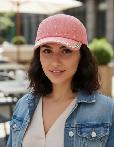Visera Con Tachas Doradas Rosa Tu Liso