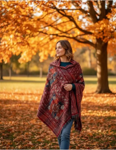 Pashmina Bufandon Bordada 100% Lana...