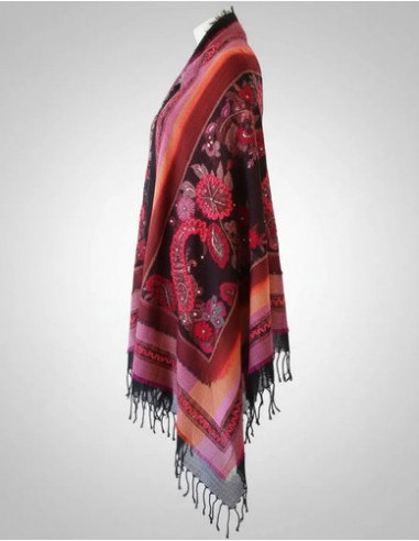 Pashmina Pura Lana Multicolor Bordada...