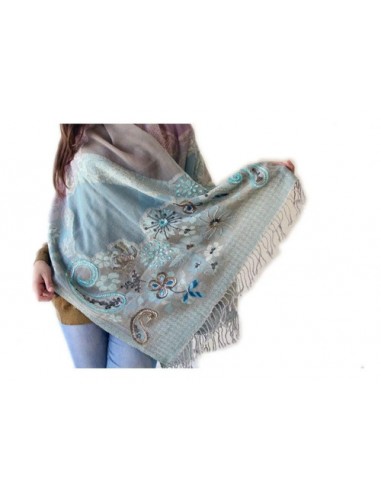 Pashmina Pura Lana Bordada Importada...