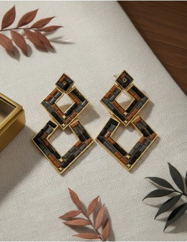 Par De Aros Colgantes Rombos Con...