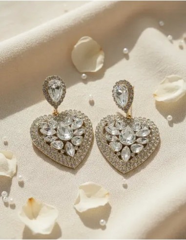Par De Aros Corazon Base Dorada Con...