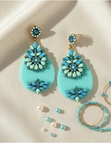Par De Aros Ovalos Resina Con Strass...