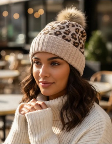 Gorro Tejido Con Pompon Animal Print...