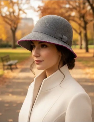 Sombrero Gris Cloche Pura Lana...