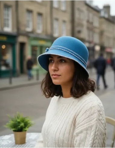 Sombrero Azulino Cloche Pura Lana...