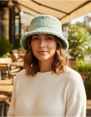 Sombrero Fedora Tejido Boucle Acqua...