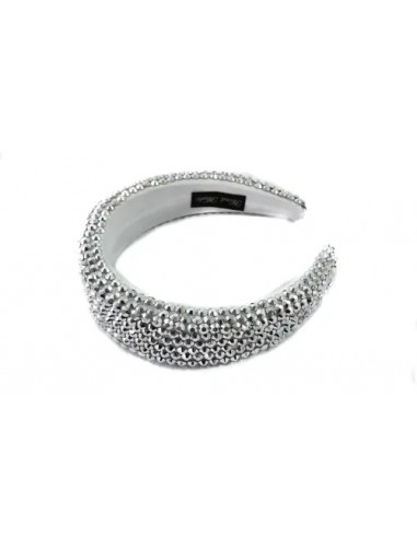 Vincha Velvet Ancha Strass Plateado...