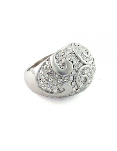 ANILLO CABULLON PLATEADO C/STRASS
