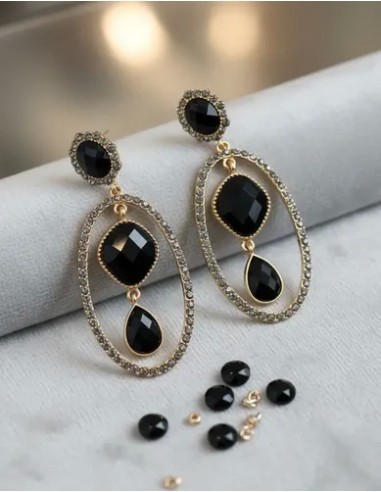 Aros Pendientes Base Dorada Rombos...