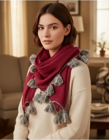 Pashmina Bufanda Con Borlas Importada...