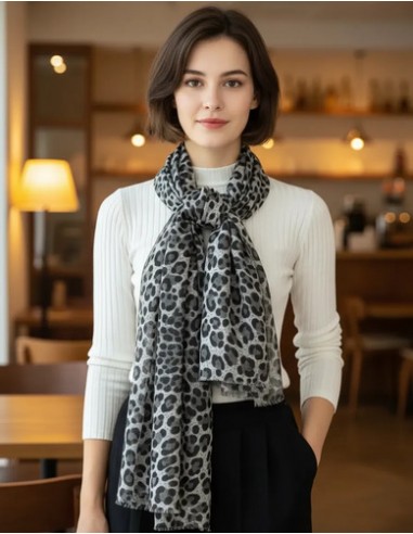 Pashmina Lana Atigrada Verde-gris...