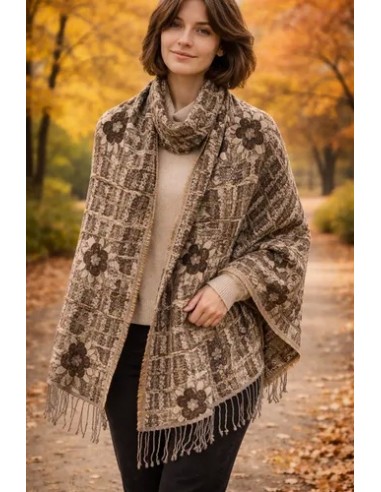 Pashmina Bufandon Floreada Pura Lana...