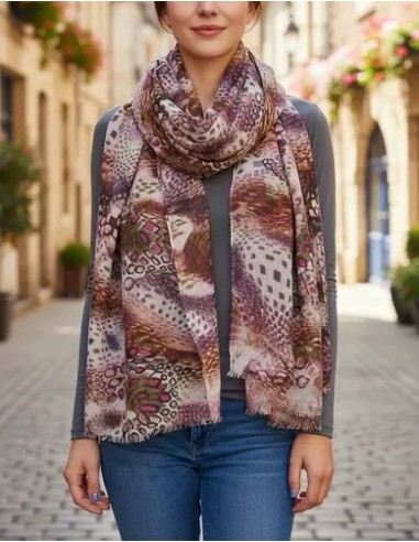 Pashmina Lana Violeta Atigrada...