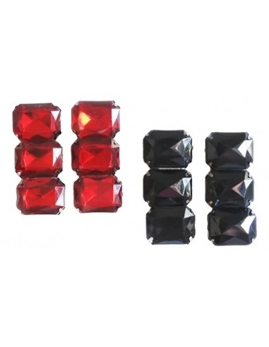 Par De Aros 3 Strases Rojo
