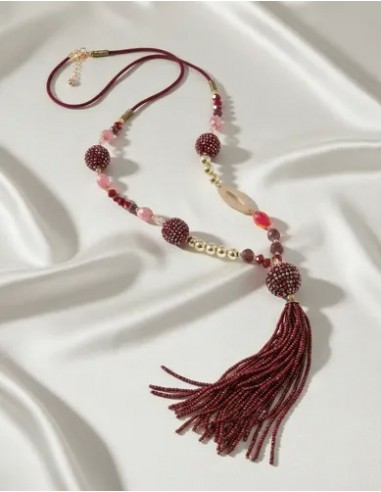 Collar Cadena Con Perlas Rojas...