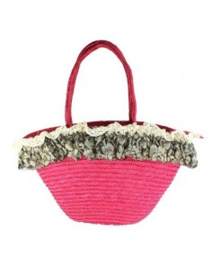 CANASTA DE PAJA VOLADO ENCAJE