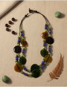 Collar Circulos Verde Ambar...