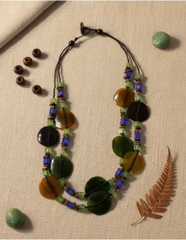Collar Circulos Verde Ambar...