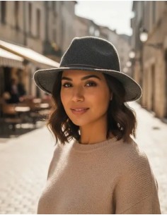 Sombrero Fedora Gris Cinta...