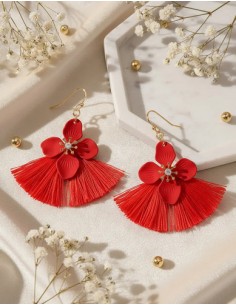 Aros Con Flecos Rojos