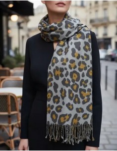 Pashmina Atigrada Gris...