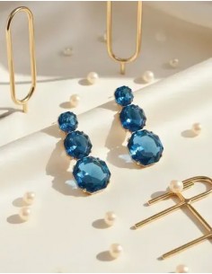 Par De Aros Hexagono Azules...