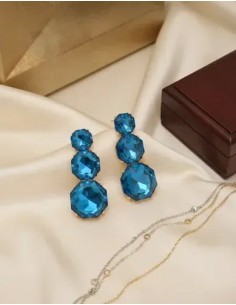 Par De Aros Hexagono Azules... 2