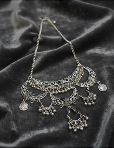 Collar Metal 3 Lunas Fiesta Plateado