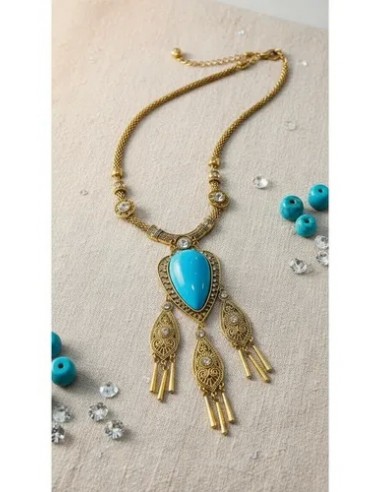 Conjunto Collar Dorado Con Piedra Dorado