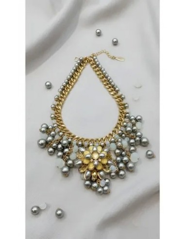 Collar Simil Perlas Con Dije Flor...