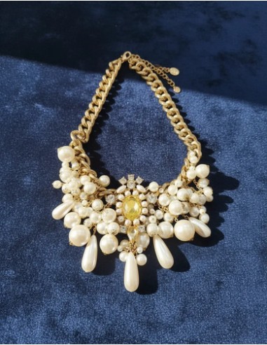Collar Perlas Con Dije Oval Blanco...