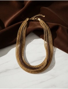 Collar Malla Cadena Marron...