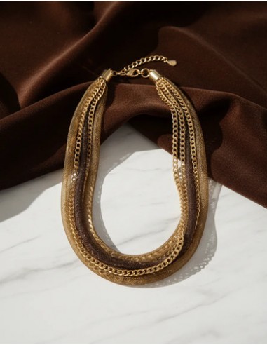 Collar Malla Cadena Marron Importados...