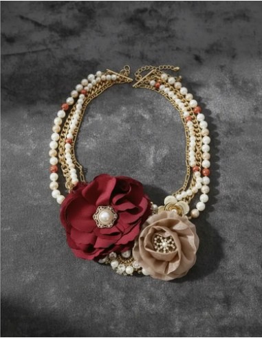Collar Flores Con Simil Perlas Fiesta...