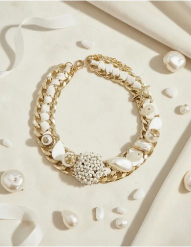 Collar Cadena Gruesa Con Simil Perlas...