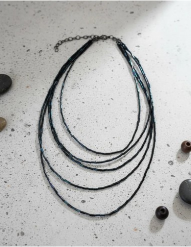 Collar De Canutillos Negros Importado...