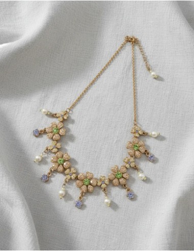 Collar Corto Dije Flores Brillantes...