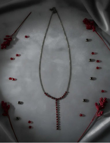 Collar Strass Fino Importado Bordó