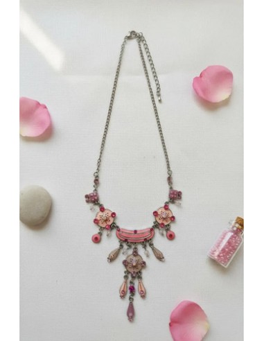 Collar Metal Con Formas Importado Rosa