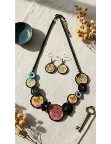 Conjunto Collar Aros Redondo De Flor...