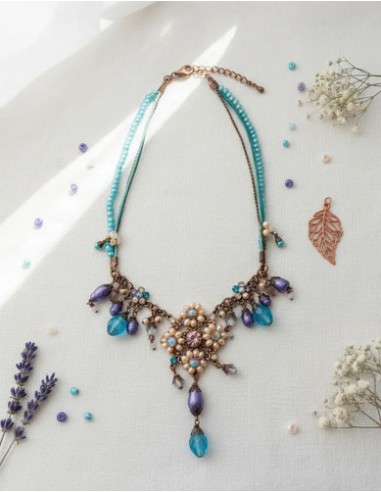 Collar V Simil Perlas Metal Corto...