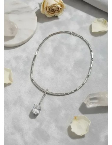 Collar Plateado Dije Diamante...