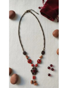 Collar Metal Piedras Rojas...