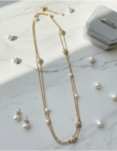 Collar Dorado Con Simil Perlas...