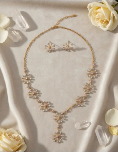 Conjunto Collar Aros Flor Con Strass...