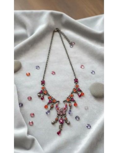 Collar Luna Con Flores Strass...