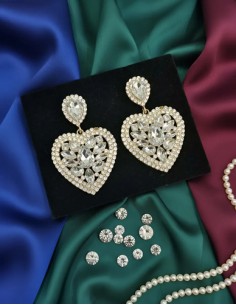 Aros Corazon Piedras Strass...
